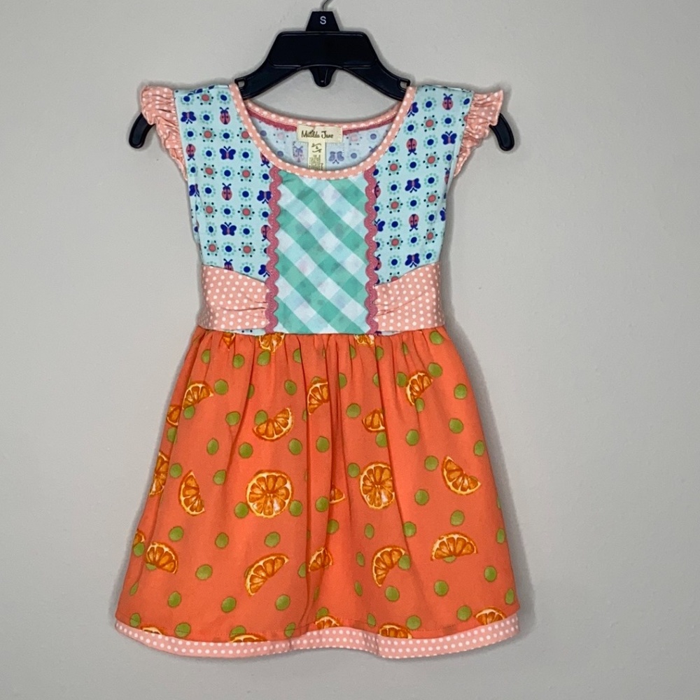 Matilda Jane Orange Multi Print & Color Dress Sz 4